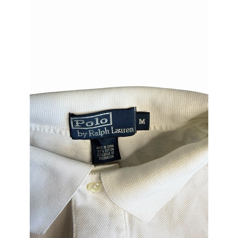 Polo Ralph Lauren Polo Shirt Men Medium White Classic Fit Short Sleeve Pony Logo - Picture 5 of 5